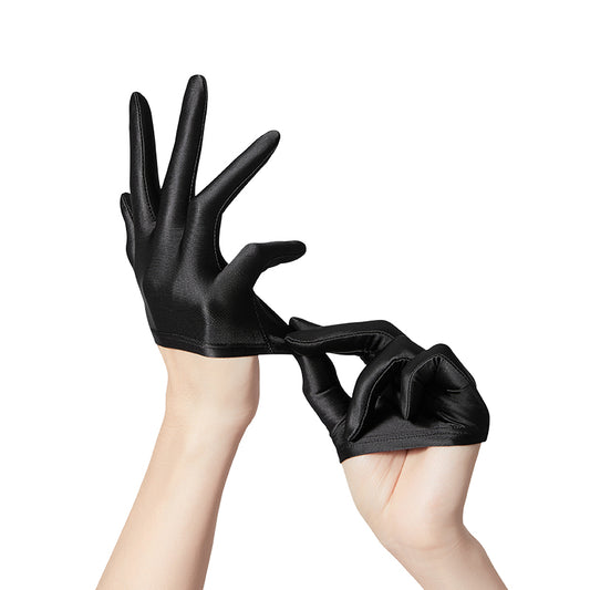 Half-Palm Fabric Cosplay Gloves — Black — one pair