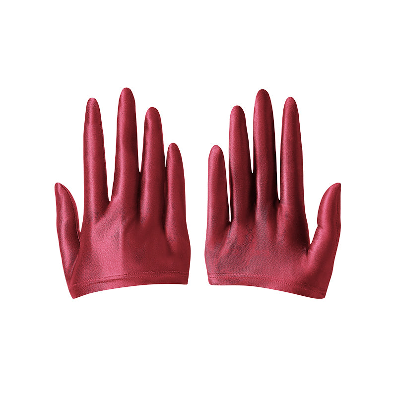 Half-Palm Fabric Cosplay Gloves — Red — one pair