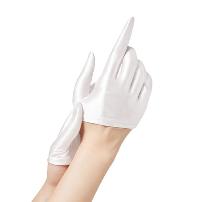 Half-Palm Fabric Cosplay Gloves — White — one pair
