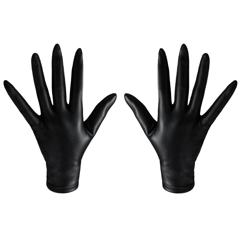 Full-Palm PU Cosplay Gloves — Black — one pair