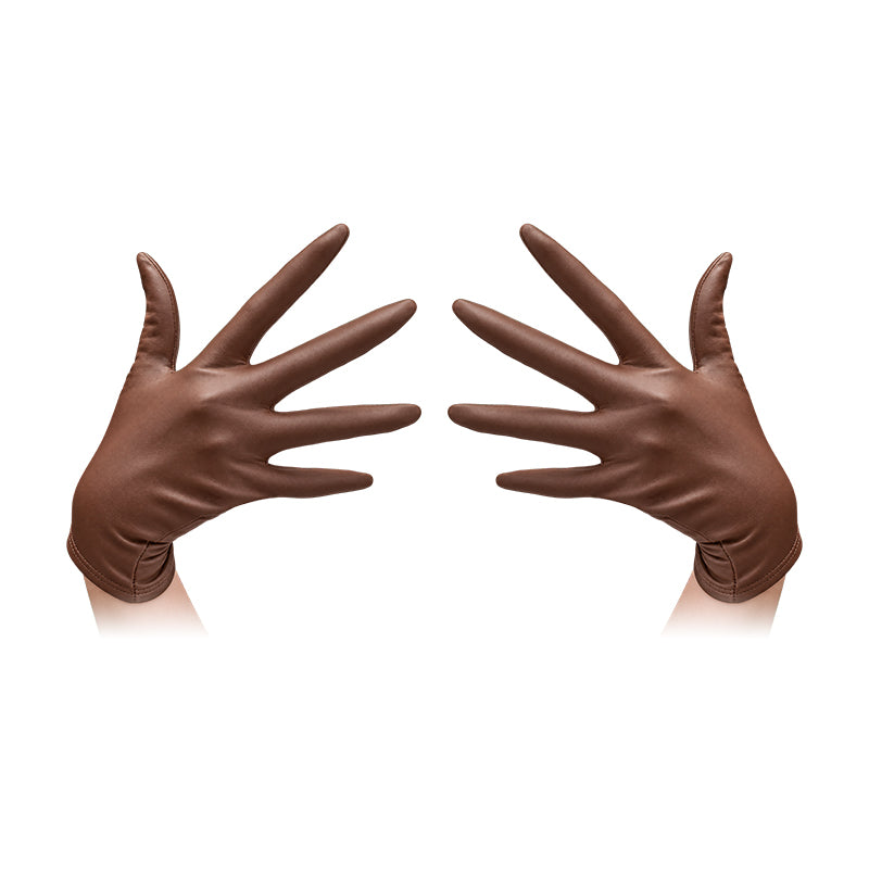 Full-Palm PU Cosplay Gloves — Brown — one pair