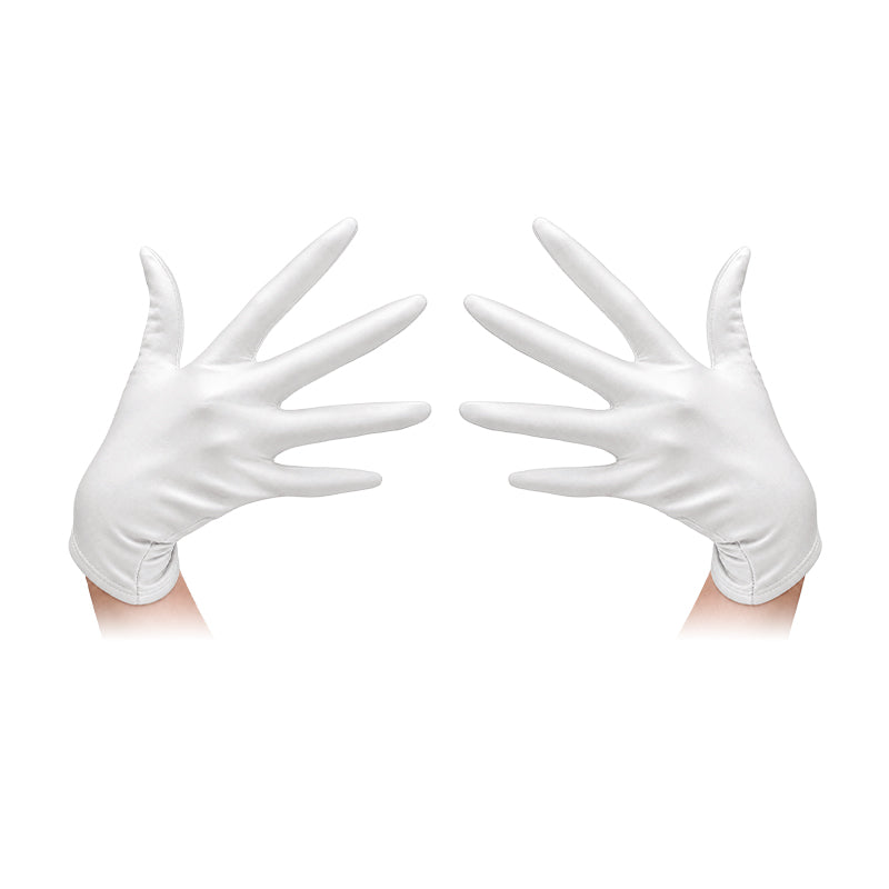 Full-Palm PU Cosplay Gloves — White — one pair