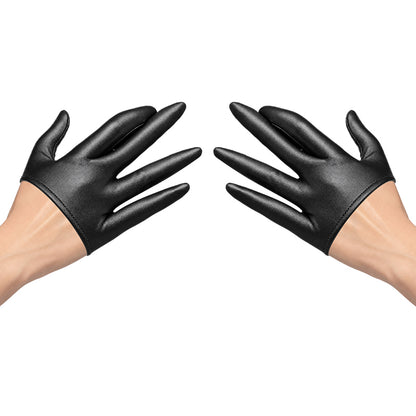 Half-Palm PU Cosplay Gloves — Black — one pair