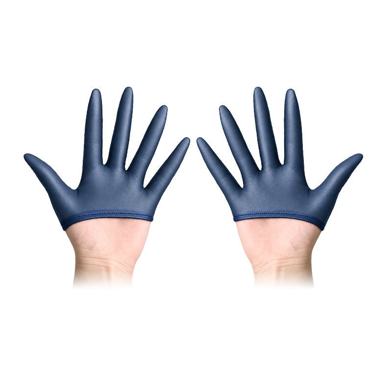 Half-Palm PU Cosplay Gloves — Blue — one pair