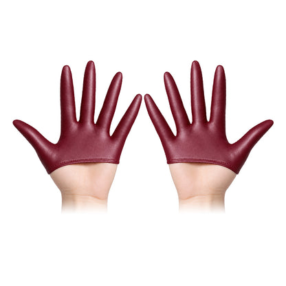 Half-Palm PU Cosplay Gloves — Red — one pair