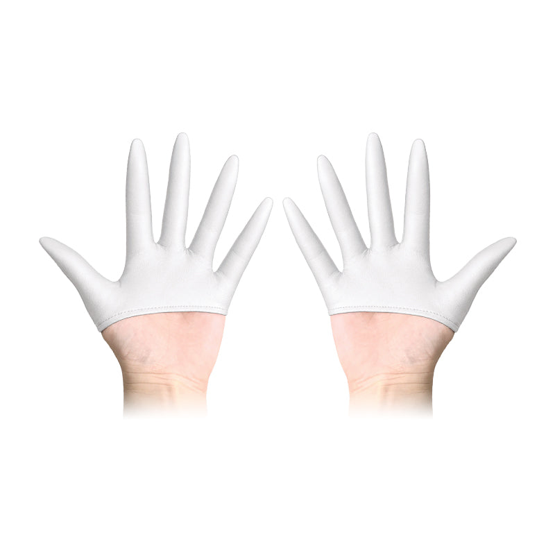 Half-Palm PU Cosplay Gloves — White — one pair