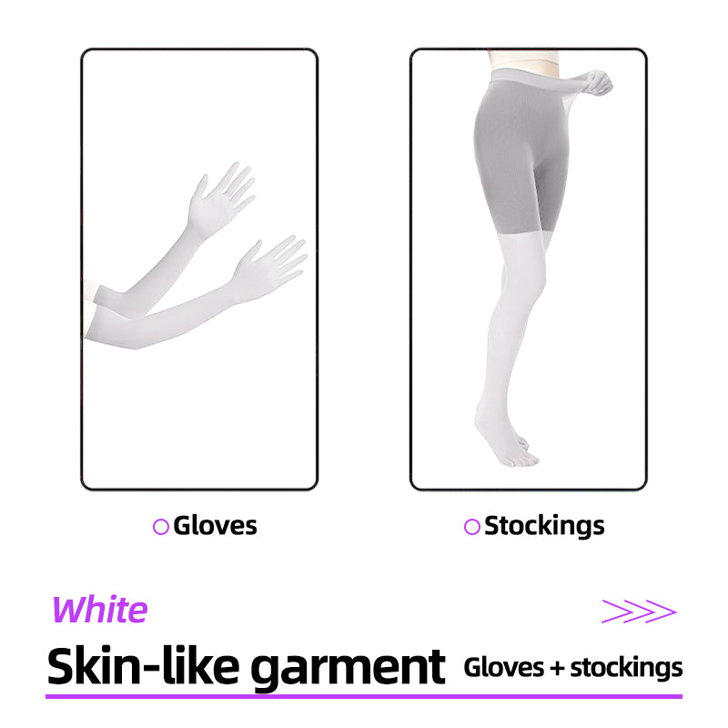 White second-skin cosplay gloves and stockings set